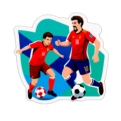 Sticker artistic cu un meci de fotbal între țări europene
