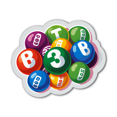 Sticker na may mga bola ng lotto na may mga pangarap ng tao