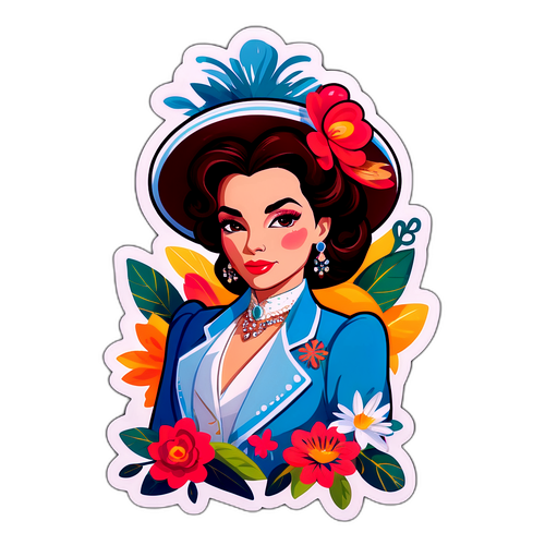 Sticker de Juana Tinelli con elementos de moda y belleza