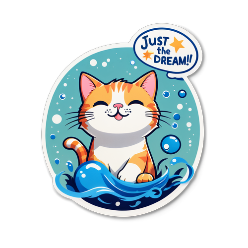 Stiker Kucing dengan Tagline Lucu
