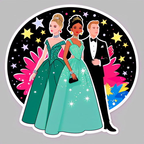 Festival-tema klistremerke som skildrer Met Gala