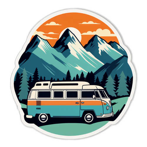 Retro Camper Van Adventure Sticker