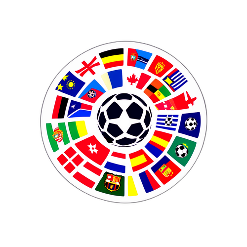 Sticker van de nationale vlaggen van vrouwen in de Champions League met een bal in het midden