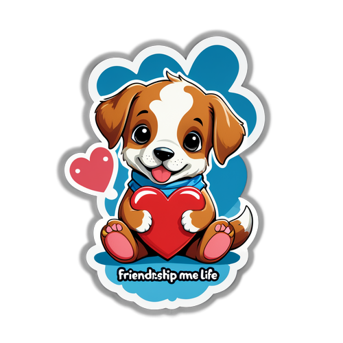 Ontdek de Betovering van Vriendschap met deze Schattige Puppy Sticker!