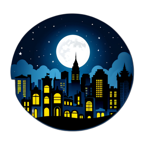 Scène nocturne avec lune brillante