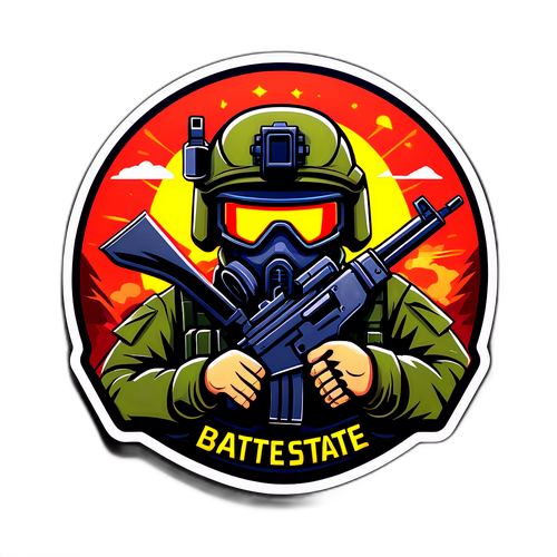 Эмблема Battlestate Games с элементами военной техники и игровыми зонами