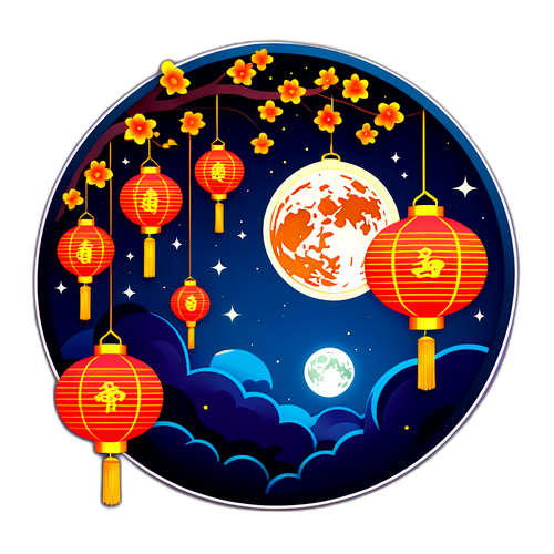 Sticker Bulan Penuh dan Tanglung untuk Festival Pertengahan Musim Luruh 2025