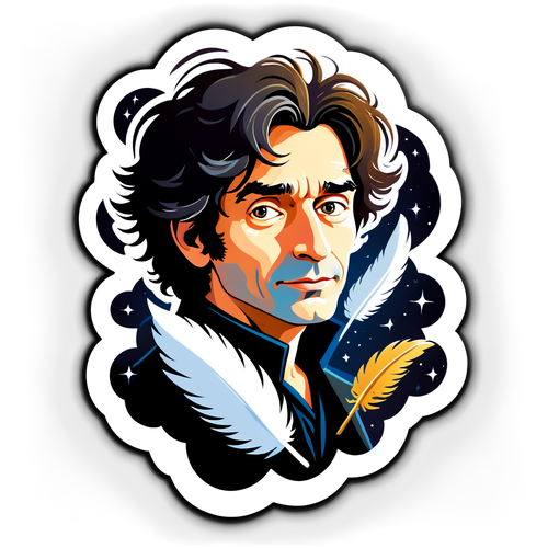 Sticker ni Neil Gaiman na may Kulelat at Ulap ng mga Kwento