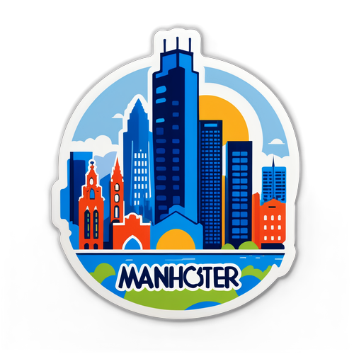 Descubra o Sticker Mais Irresistível de Manchester: Skyline Iconico e 'Man City' Que Você Vai Amar!