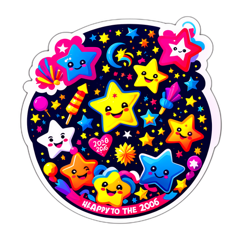 Цветной праздничный дизайн с элементами магии для года 2026