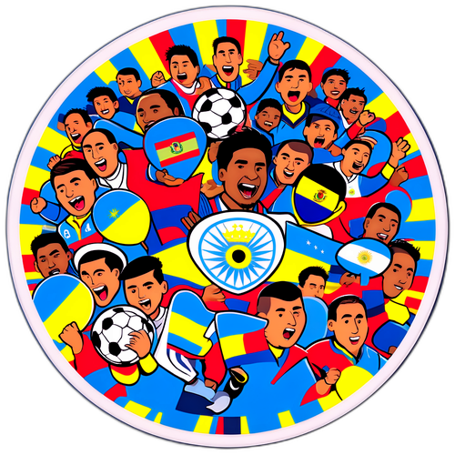 Autocollant capturant l'esprit d'un match de football entre l'Équateur et l'Argentine