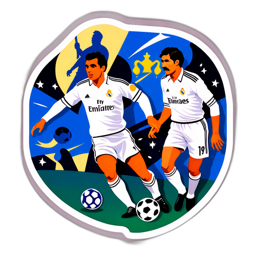 रियल मेड्रिड की फुटबॉल धारा के जश्न में एक पुरानी शैली का स्टिकर