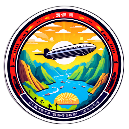 华江大峡谷与飞艇主题贴纸