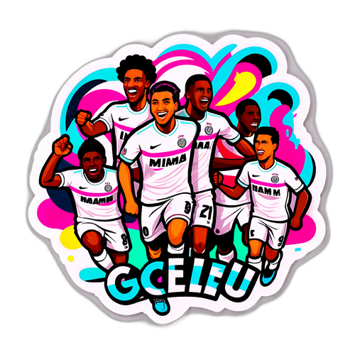 Hình dán hành động bóng đá đầy động lực với các cầu thủ Inter Miami