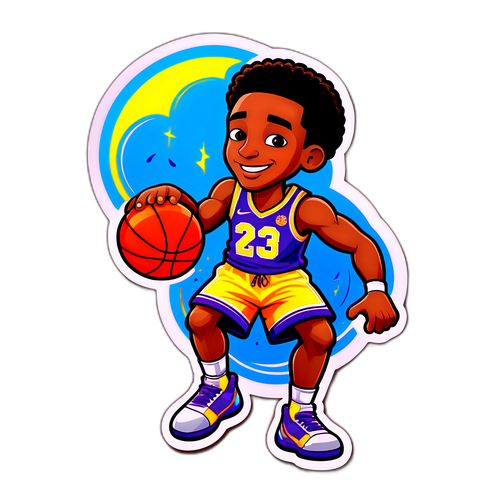 מדבקת קריקטורה של תמיר שטיינמן משחק כדורסל