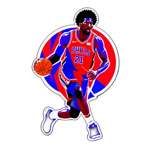 Artistikong Reprensentasyon ni Joel Embiid sa Isang Malakas na Posesyon