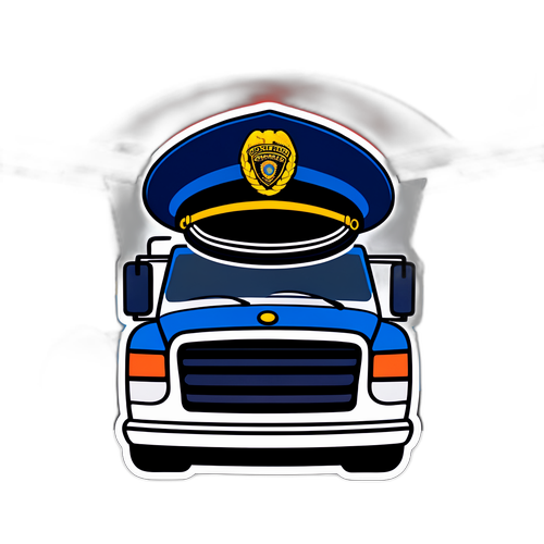 Poliisipäällikön hattu suuren bussin päällä