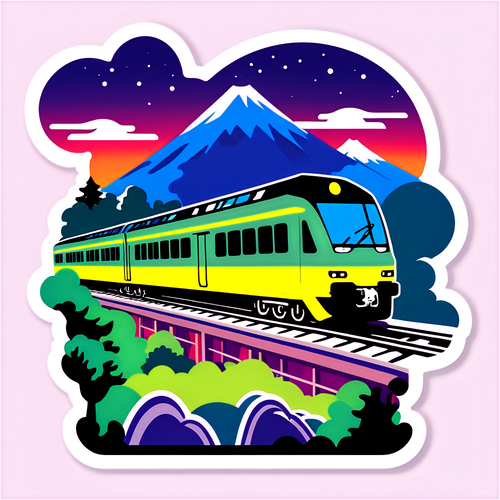 西鉄電車の風景を表現したシンプルなイラスト