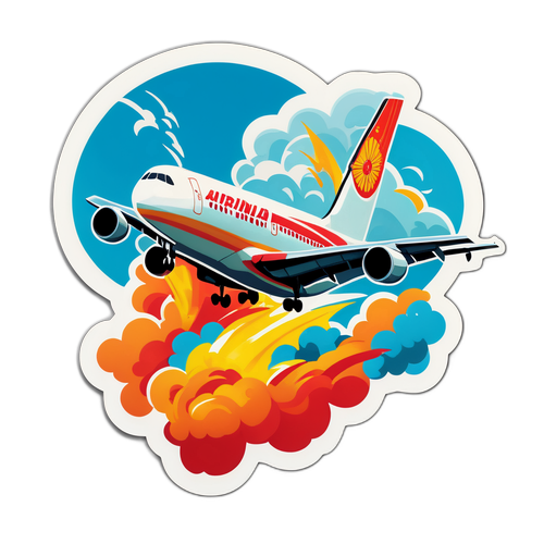 Nálepka zobrazující havárii letadla Air India