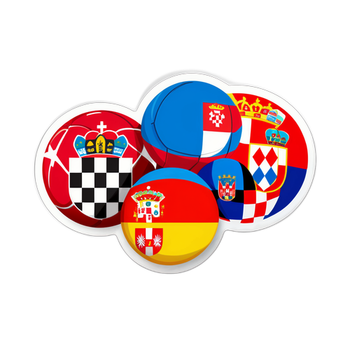 Miếng dán bóng có cờ Croatia và Montenegro đại diện cho cuộc thi thể thao
