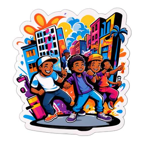 Scène de rue animée avec artistes de graffiti