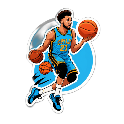 Dynamic Basketball Action Sticker