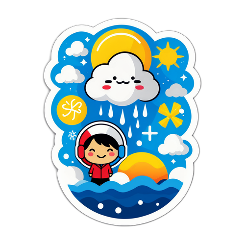 天気予報の楽しさを表現したイラストステッカー