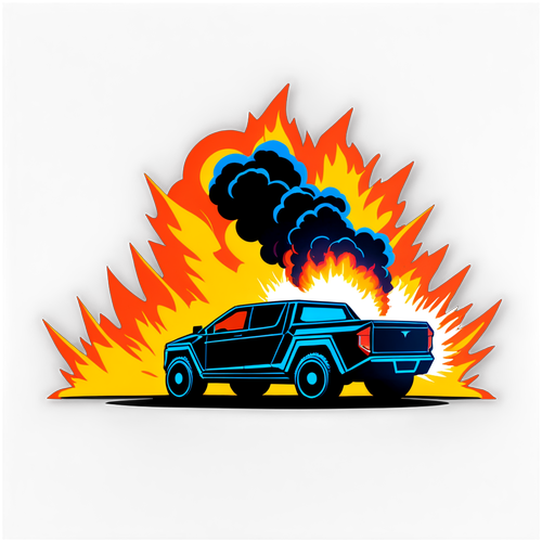 Dramatic Tesla Cybertruck Explosion Sticker