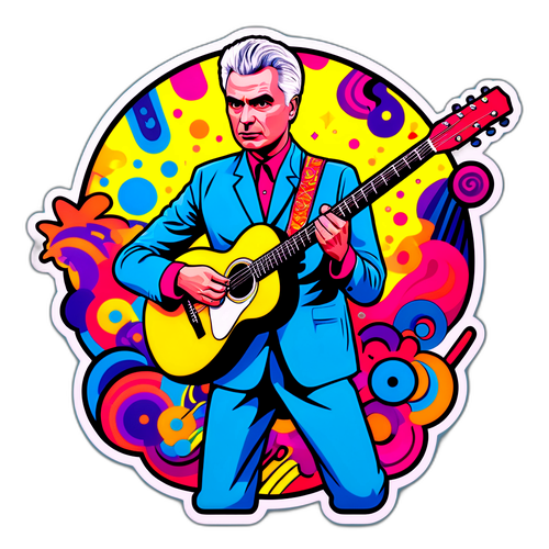 Illustration de David Byrne jouant de la guitare