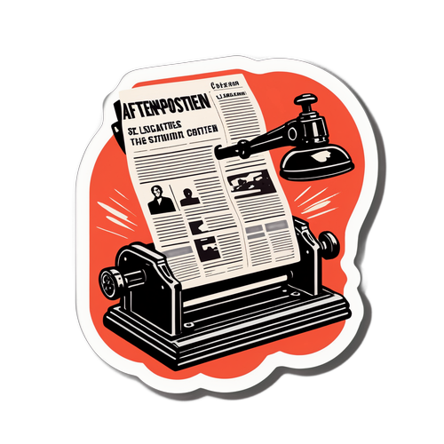 Affisch av Aftenposten med gammal tidningspress