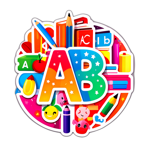 סטיקר כיתוב צבעוני abc