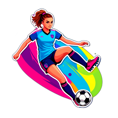 Alisha Lehmann w dynamicznej pozie piłkarskiej