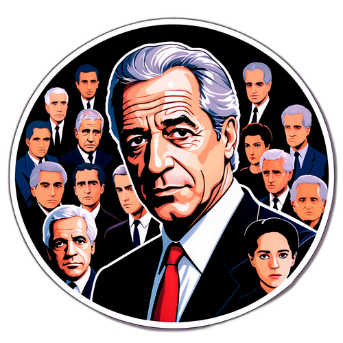 Gizemli Figürlerle Dolu Çizgi Film Tarzı Jeffrey Epstein Portresi