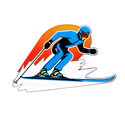 Animationsstickers eines Riesenslaloms mit Skifahrer