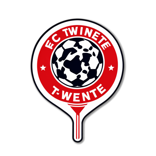 Sticker met het logo van FC Twente en een kenmerkende voetbalstick