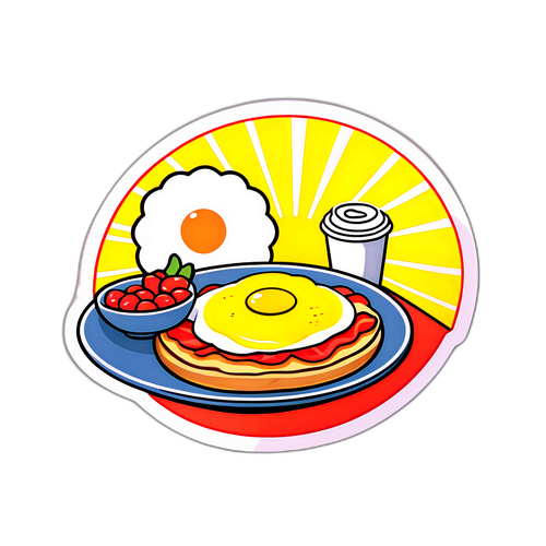 楽しい朝食と朝日