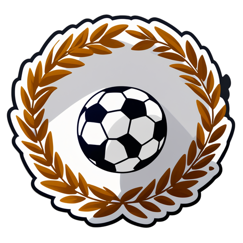 Minimalist na Sticker ng Bola ng Futbol na May Wreath