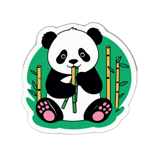 上野動物園のかわいいパンダステッカー