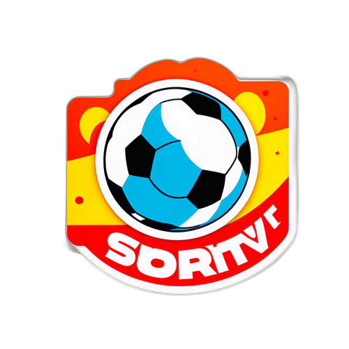 Adesivo do canal Sportv com elementos esportivos