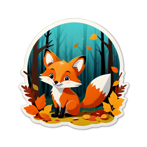 秋季森林中觅食的小狐狸