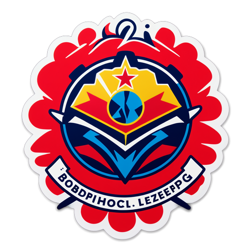 Sticker mit stilisiertem RB Leipzig Logo und dem Motto 'Gemeinsam stark!'