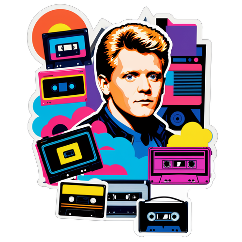 1980s Pop Culture Icon Collage Sticker