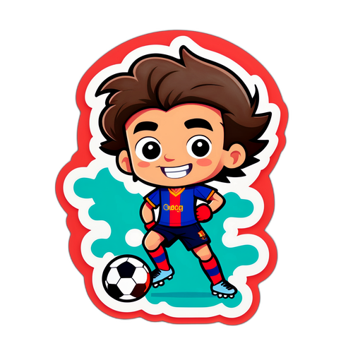 Schattige Cartoon Versie van een Barca Voetballer