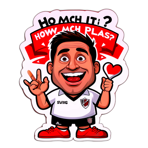 Caricatura de un fan de River Plate con la pregunta '¿Cuánto vale?'