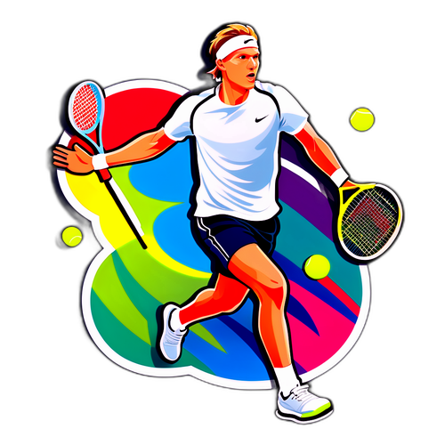 Tennisbane med Jannik Sinner i aktion