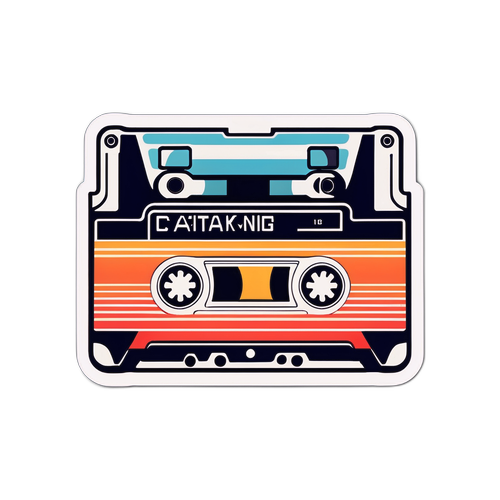 Sticker Retro với Băng Cassette và Xe Đạp Cổ Điển