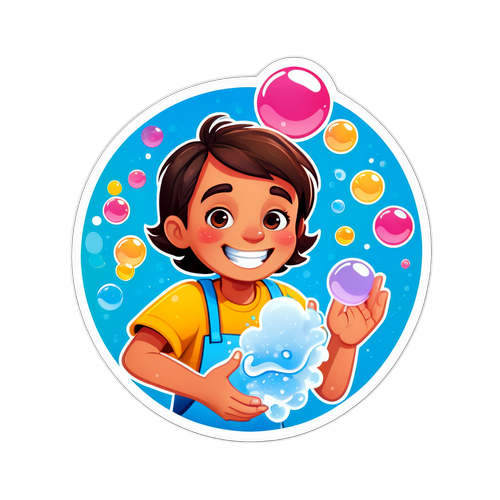 Kolorowy naklejka uświadamiająca o COVID-19: myj ręce