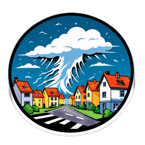 Sticker représentant des dégâts causés par une tempête à Nancy
