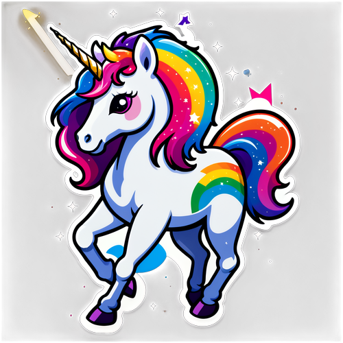 Unlock the Magic: Meet the Shimmering Unicorn Dancing Among Rainbows and Stars!