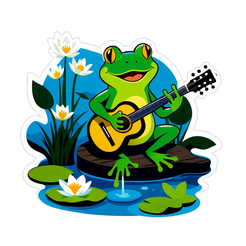 Incroyable ! Une Grenouille Joyeuse Fait Sensation avec sa Guitare au Bord de l'Étang